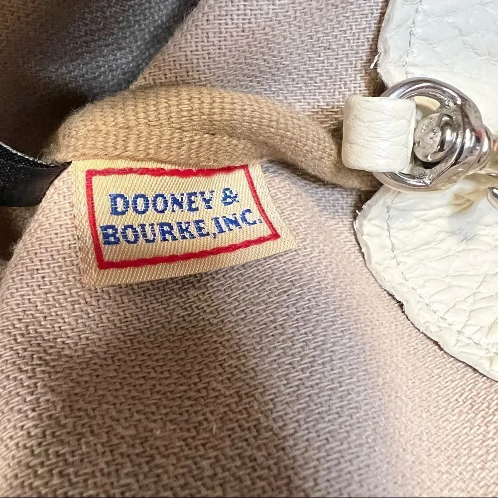 Dooney Bourke Off Wht Signature Canvas Leather Trim Hobo Handbag Removable Pouch